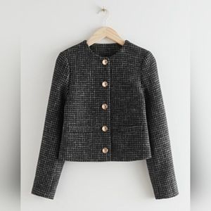 & Other Stories Gold Button Wool Blend Tweed Jacket